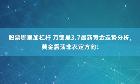 股票哪里加杠杆 万锦晟3.7最新黄金走势分析，黄金震荡非农定方向！