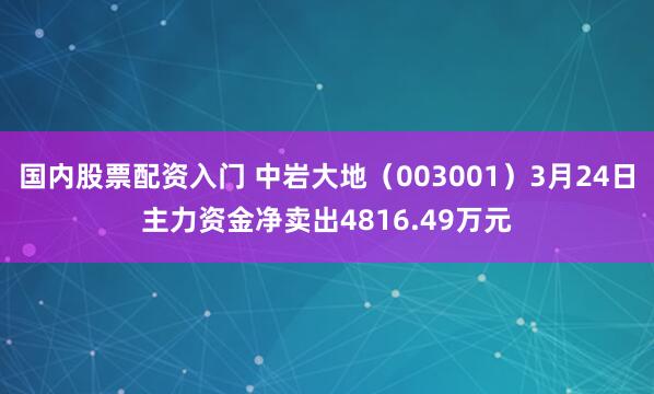 国内股票配资入门 中岩大地（003001）3月24日主力资金净卖出4816.49万元