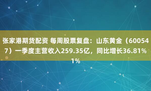 张家港期货配资 每周股票复盘：山东黄金（600547）一季度主营收入259.35亿，同比增长36.81%
