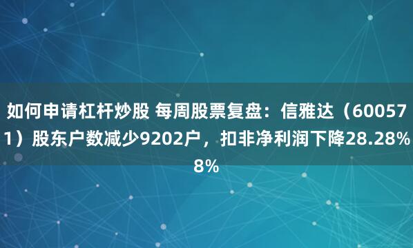 如何申请杠杆炒股 每周股票复盘：信雅达（600571）股东户数减少9202户，扣非净利润下降28.28%