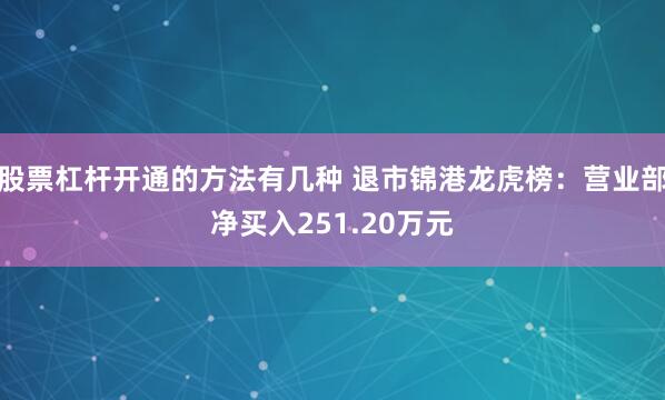 股票杠杆开通的方法有几种 退市锦港龙虎榜：营业部净买入251.20万元